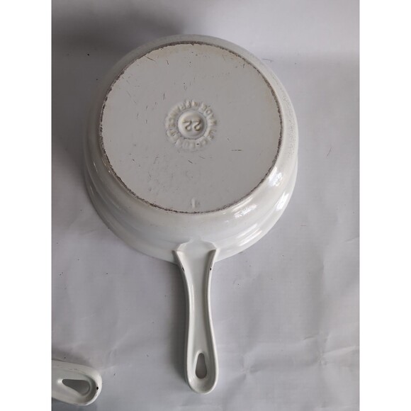 Vtg Le Creuset White 2 In 1 Multifunction Sauce Pan Skillet Pot Pan #22 2.5qt - Picture 5 of 10